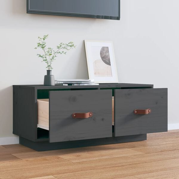 vidaXL TV Cabinet Grey 80x34x35 cm Solid Wood Pine