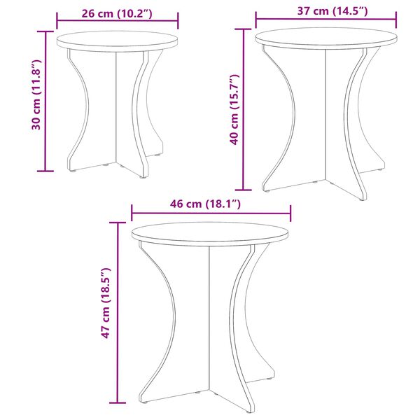 vidaXL Coffee Table 3 pcs White