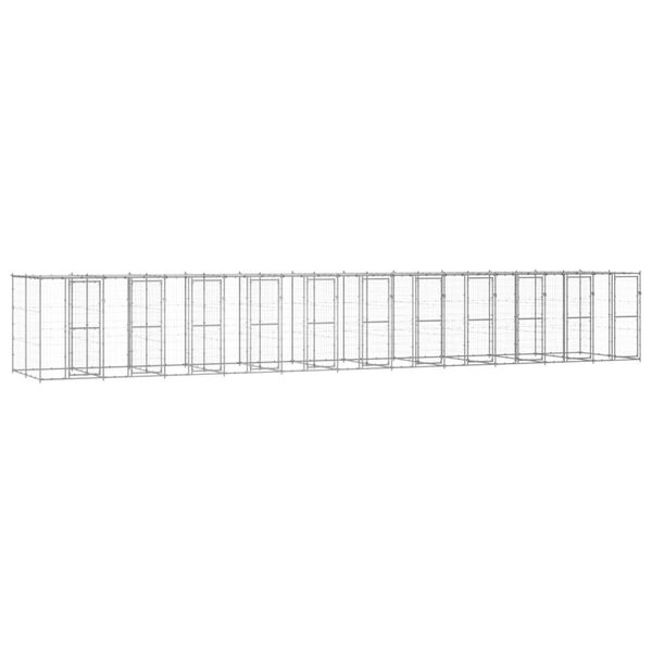 vidaXL Outdoor Dog Kennel Galvanised Steel with Roof 26.62 m&sup2;