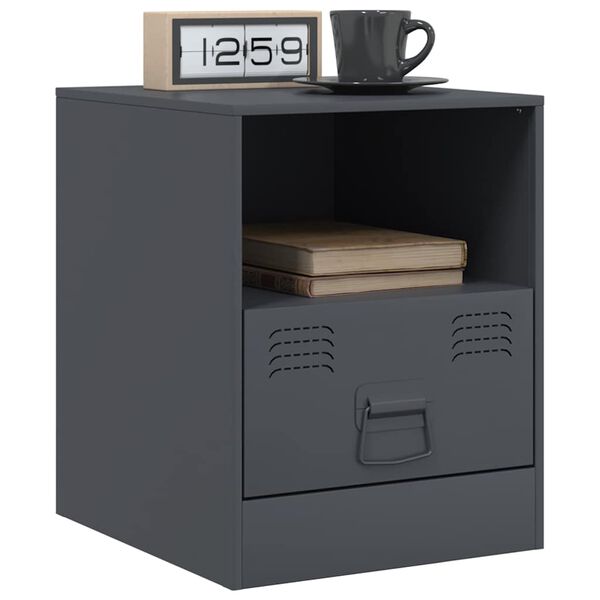 vidaXL Bedside Cabinets 2 pcs Anthracite 34.5x39x44 cm Steel