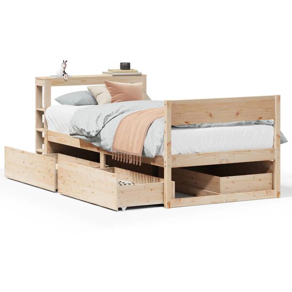 vidaXL Bed Frame without Mattress 75x190 cm Small Single Solid Wood Pine