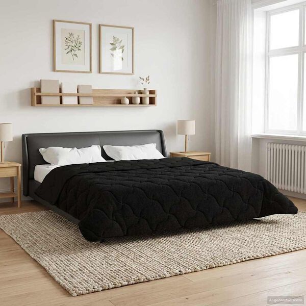 vidaXL Full Year Duvet Black 200 x 240 cm Microfiber and Teddy fleece