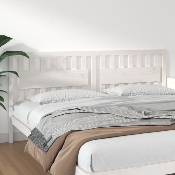 vidaXL Bed Headboard White 205.5x4x100 cm Solid Wood Pine