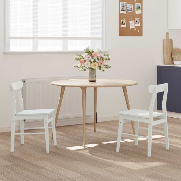 vidaXL Dining Chair 2 pcs White Solid Rubber Wood