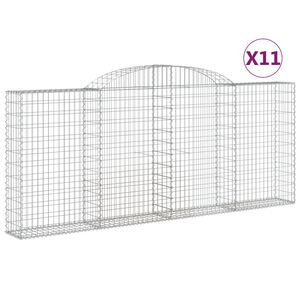 vidaXL Arched Gabion Baskets 11 pcs 300x30x120/140 cm Galvanised Iron