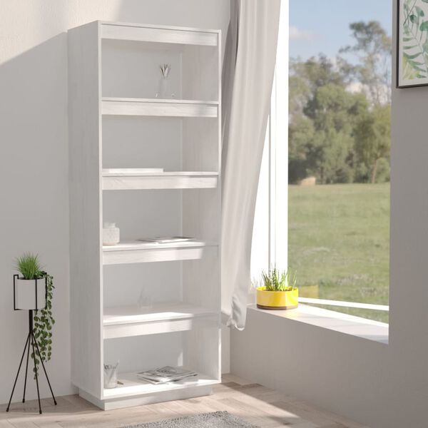 vidaXL Book Cabinet/Room Divider White 60x35x167 cm Solid Pinewood