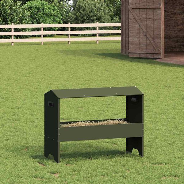 vidaXL Livestock Feeding Trough Olive Green 79 x 35 x 62 cm