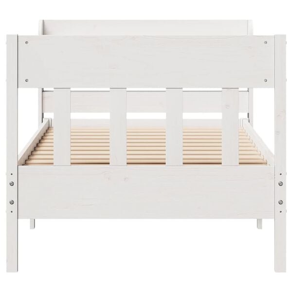 vidaXL Bed Frame without Mattress White 75x190 cm Small Single Solid Wood Pine