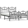 vidaXL Metal Bed Frame without Mattress with Footboard Black 140x200cm