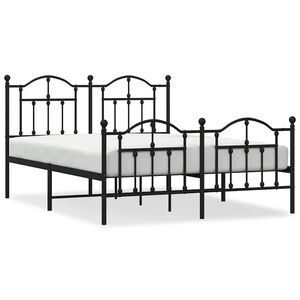 vidaXL Metal Bed Frame without Mattress with Footboard Black 140x200cm