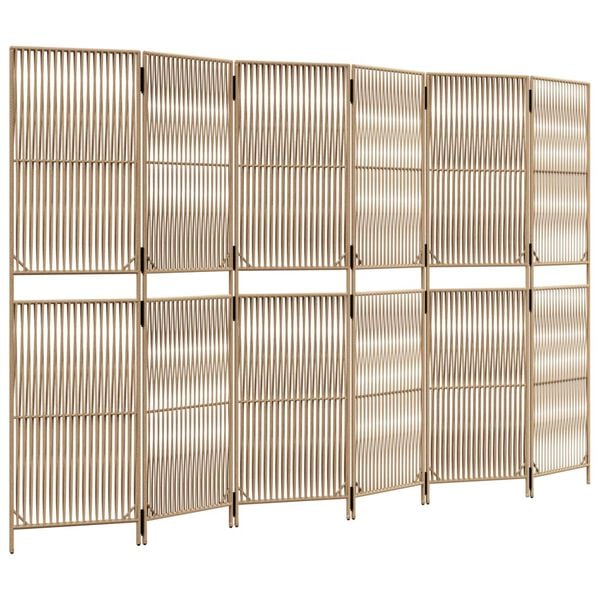 vidaXL Room Divider 6 Panels Beige Poly Rattan