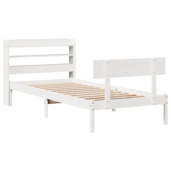 vidaXL Bed Frame without Mattress White 75x190 cm Small Single Solid Wood Pine