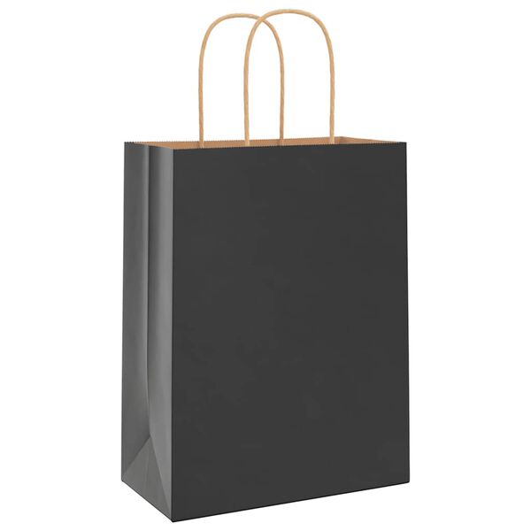 vidaXL Paper Bags 250 pcs with Handles Black 21x11x28 cm