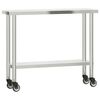 vidaXL Kitchen Work Table with Overshelf 110x30x150 cm Stainless Steel