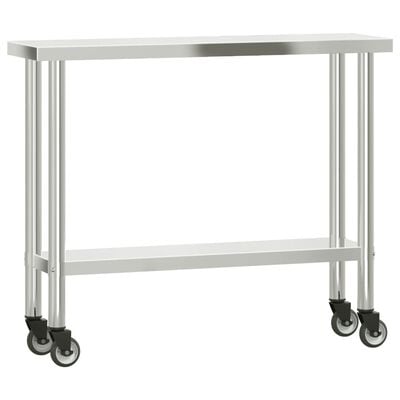 vidaXL Kitchen Work Table with Overshelf 110x30x150 cm Stainless Steel