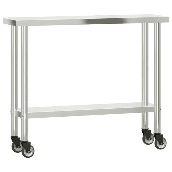 vidaXL Kitchen Work Table with Overshelf 110x30x150 cm Stainless Steel