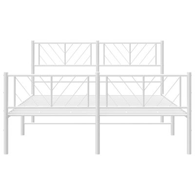 vidaXL Metal Bed Frame with Headboard and Footboard White 160x200 cm
