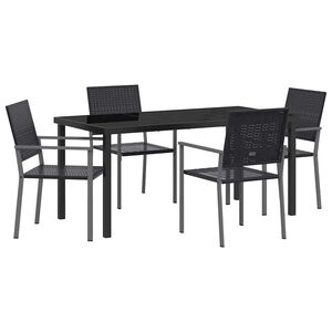 vidaXL Garden Dining Set 5 pcs Black PE Rattan