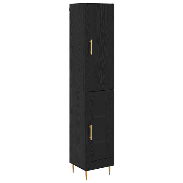 vidaXL Highboard 2 pcs Black Oak Engineered Wood