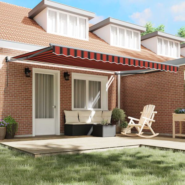 vidaXL Retractable Awning Manual Orange and Brown 450 x 300 cm