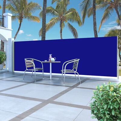 vidaXL Patio Retractable Side Awning 160x500 cm Blue