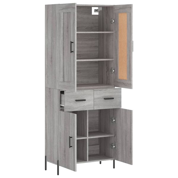 vidaXL Highboard Grey Sonoma 69.5x34x180 cm Engineered Wood