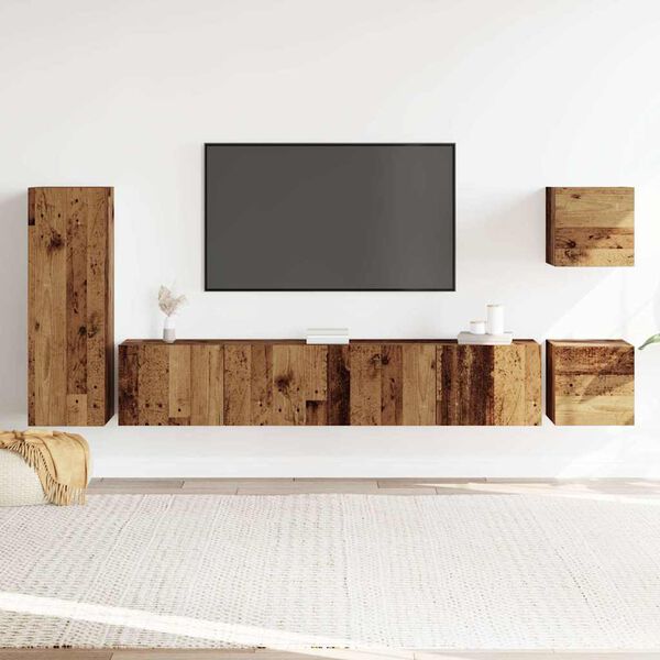 vidaXL 5 Piece TV Cabinet Set Wall-mounted Old Wood Engineered Wood