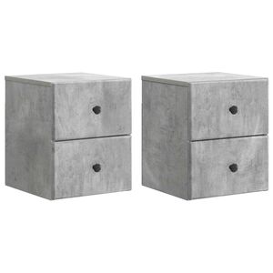 vidaXL Wall-Mounted Bedside Cabinet with Drawer 2 pcs Concrete Grey