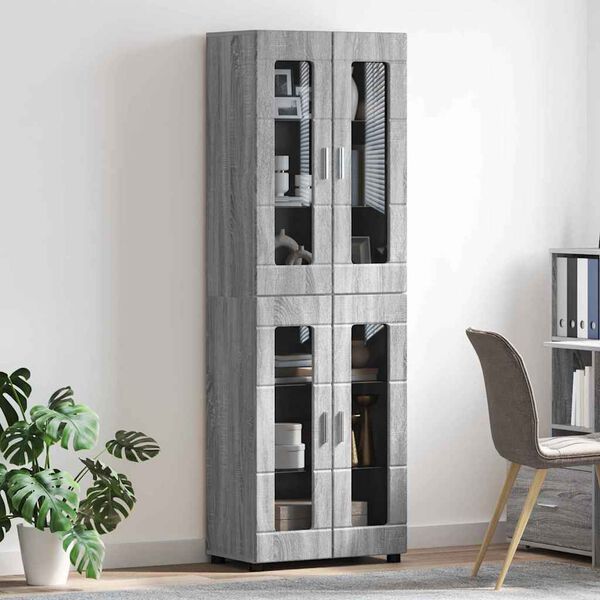 vidaXL Highboard Grey Sonoma 60 x 35 x 182 cm Engineered Wood