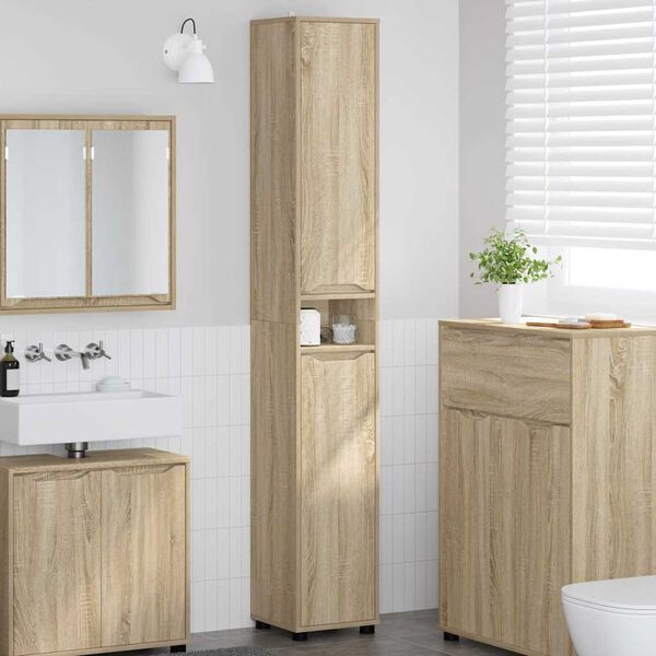 vidaXL Bathroom Cabinet Sonoma Oak 30.5 x 30 x 195 cm Engineered Wood