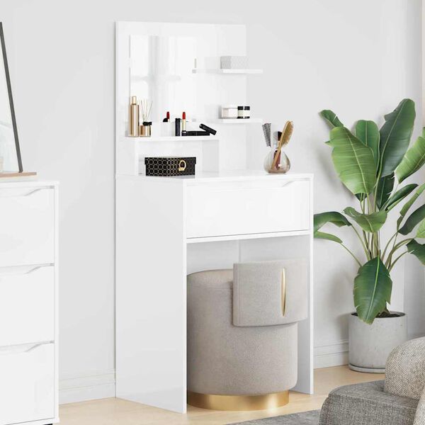 vidaXL Bedroom Dressing Tables High Gloss White 80 x 39.6 x 135 cm
