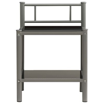 vidaXL Bedside Cabinets 2 pcs Grey and Black Metal and Glass