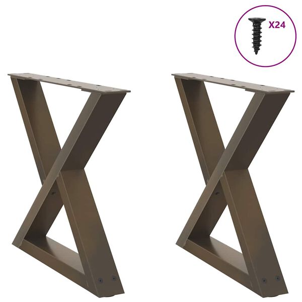 vidaXL Coffee Table Legs 2 pcs Natural Steel 60x(42-43.3) cm Steel