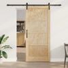 vidaXL Sliding Door Natural and Black 93 x 211 cm Solid Pine Wood