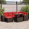 vidaXL 7 Piece Garden Sofa Set with Cushions Black Poly Rattan Acacia