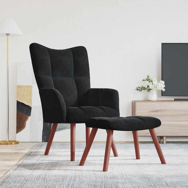 vidaXL Relaxing Chair 2 pcs Black Velvet