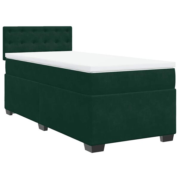 vidaXL Box Spring Bed with Mattress Dark Green 80x200 cm Velvet