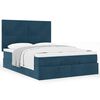 vidaXL Ottoman Bed with Mattresses Dark Blue 140x190cm Velvet