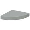 vidaXL Floating Corner Shelves 4 pcs High Gloss Grey 25x25x3.8 cm MDF