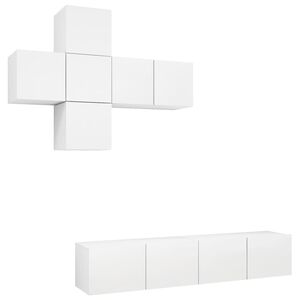 vidaXL 7 Piece TV Cabinet Set White Engineered Wood