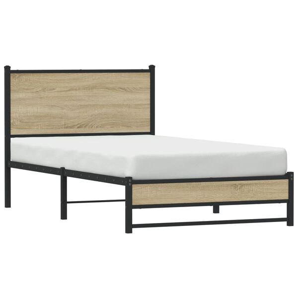 vidaXL Metal Bed Frame without Mattress Sonoma Oak 100x190 cm