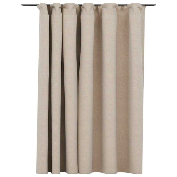 vidaXL Linen-Look Blackout Curtain with Hooks Beige 290x245 cm
