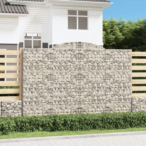 vidaXL Arched Gabion Basket 300x30x200/220 cm Galvanised Iron