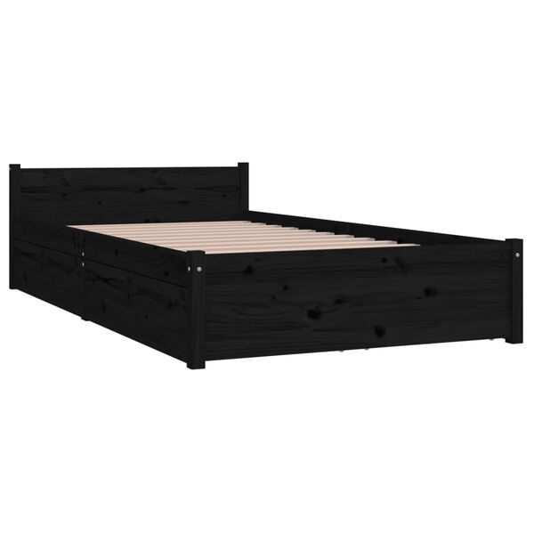 vidaXL Bed Frame without Mattress with Drawers Black 90x200 cm (815033+814988)