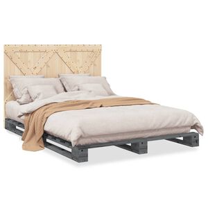 vidaXL Bed Frame without Mattress Grey 140x200 cm Solid Wood Pine
