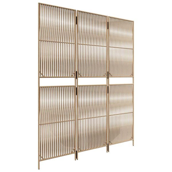 vidaXL Room Divider 3 Panels Beige Poly Rattan