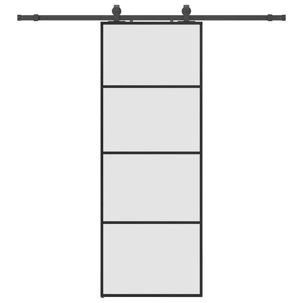 vidaXL Sliding Door with Hardware Set Black 76x205 cm ESG Glass