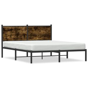 vidaXL Metal Bed Frame without Mattress Smoked Oak 140x190 cm