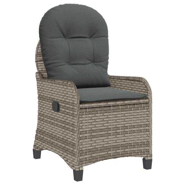 vidaXL Recliner Chair Grey 56 x 66 x 95cm Poly Rattan