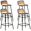vidaXL Bar Chair | Set of 4 | Natural wood, black